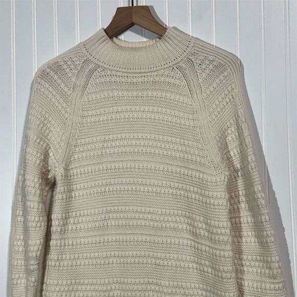 Club Monaco Women’s M Cream Cashmere Blend Sweater Wool Textured Knit Pullover - Picture 2 of 10
